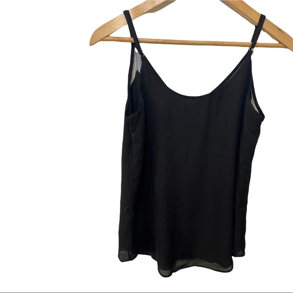 LULU'S BLACK SHEER NET V-NECKLINE ADJUSTABLE STRAP SLEEVELESS FLOWY BLOUSE - Picture 10 of 13